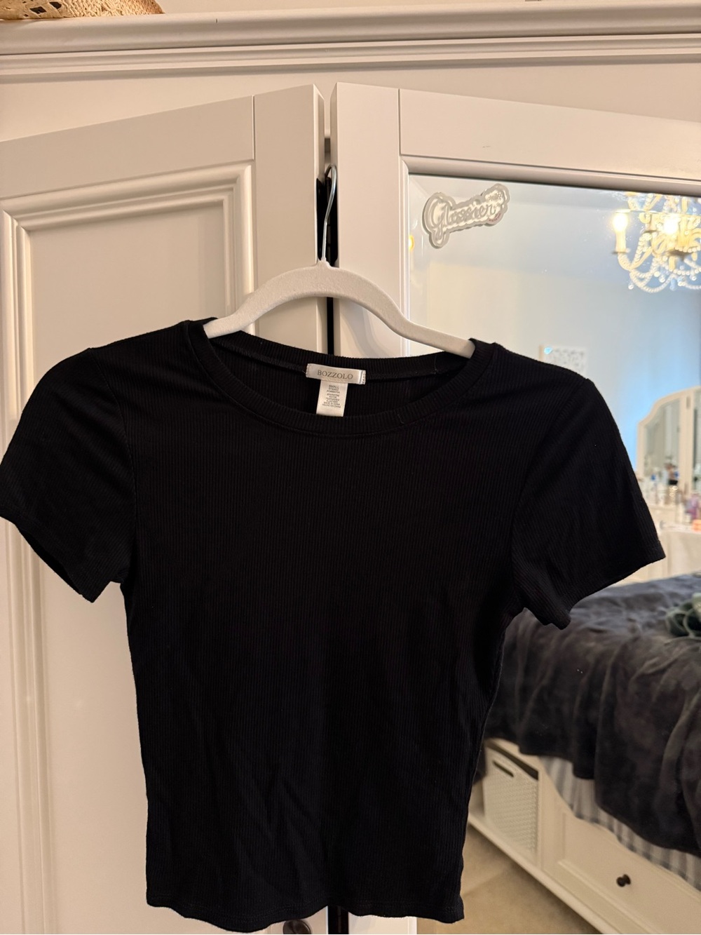 Bozzolo Black Ribbed Short Sleeve Top